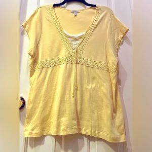 Women's 18/20 Crochet Trim Beaded ends on Tie Front Tunic Top